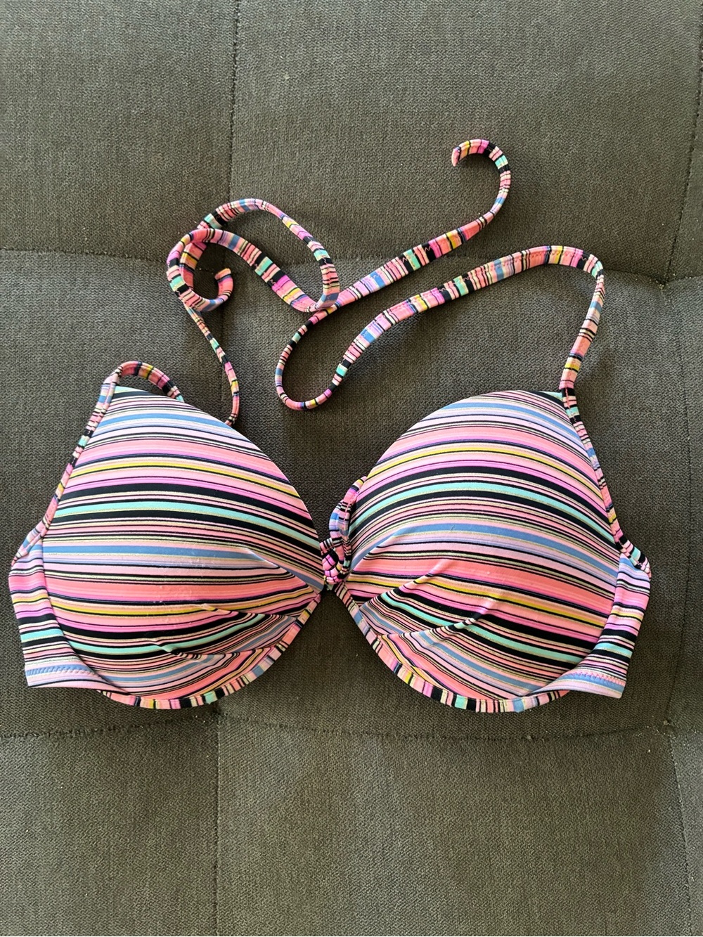 Victoria's Secret Pink Multi-Stripe Halter Bikini Top